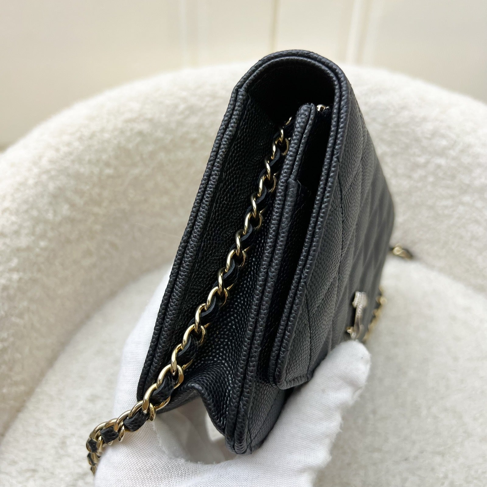 Chanel 23S Wallet On Chain Woc In Black Caviar, Diamantes Studded Logo And Shw ( ) Bag