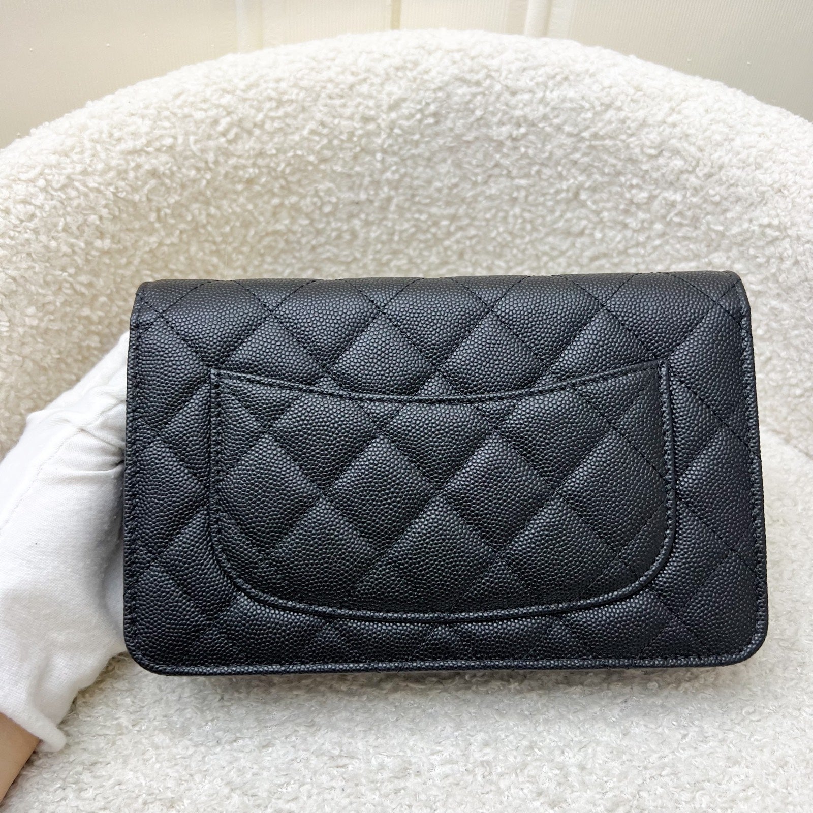 Chanel 23S Wallet On Chain Woc In Black Caviar, Diamantes Studded Logo And Shw ( ) Bag