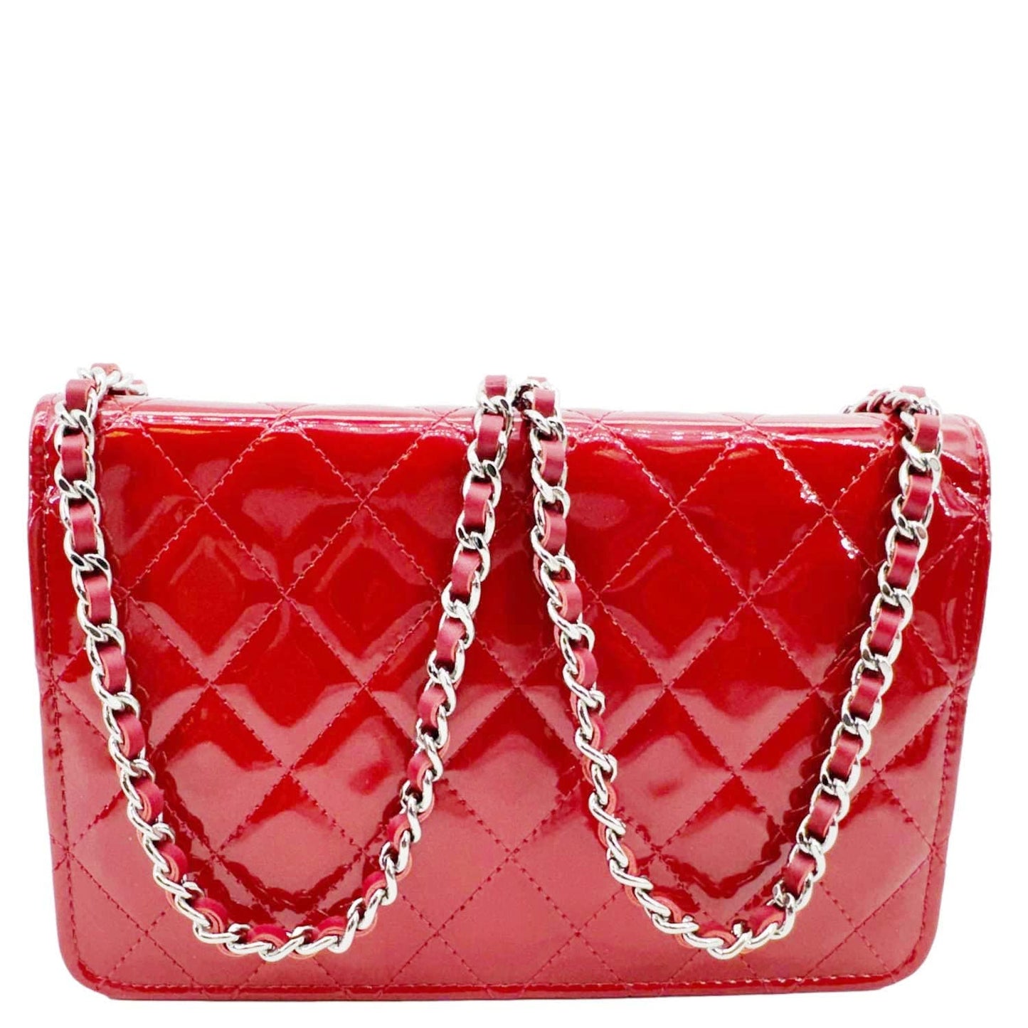 Chanel Brilliant WOC Quilted Patent Leather Red Travel Bag
