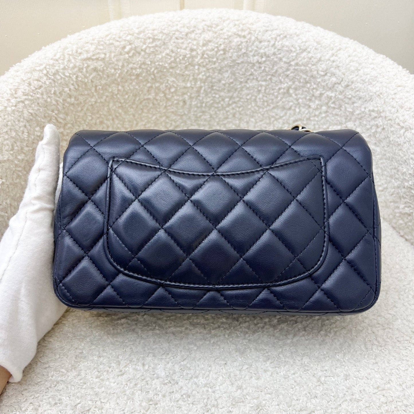 Chanel Classic Mini Rectangular Flap In Navy Lambskin And Lghw Bag