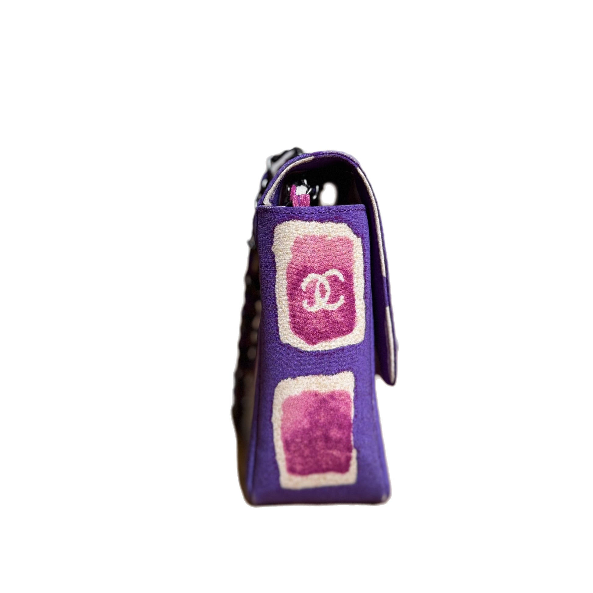 Chanel Flap Frame Purple Cloth - Single Pink Shoulder Bag