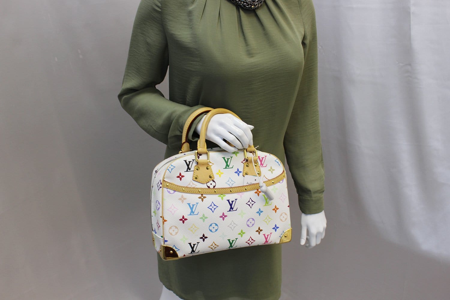 Louis Multicolor Trouville Satchel Bag Monogram White Travel Bag