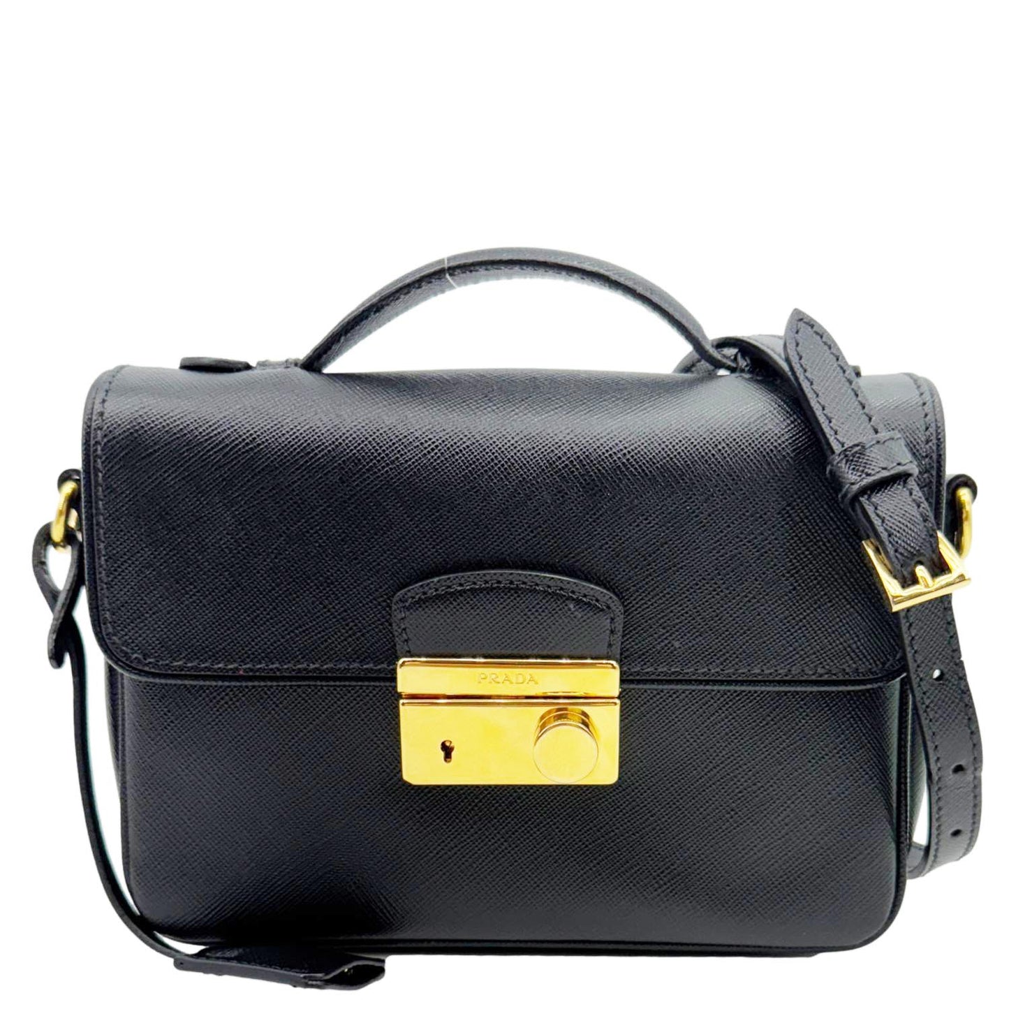 Sound Saffiano Crossbody Bag Leather Black