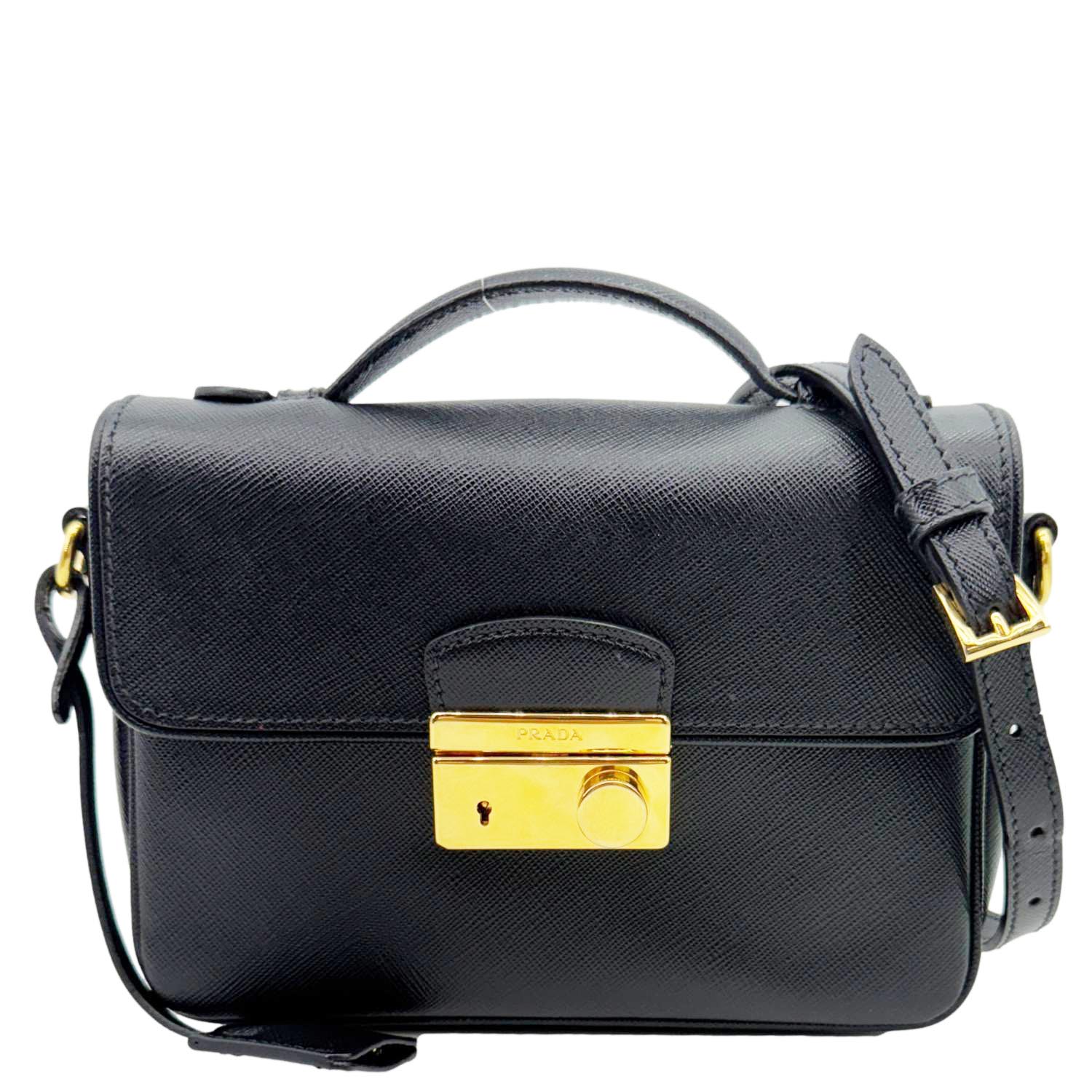 Sound Saffiano Crossbody Bag Leather Black