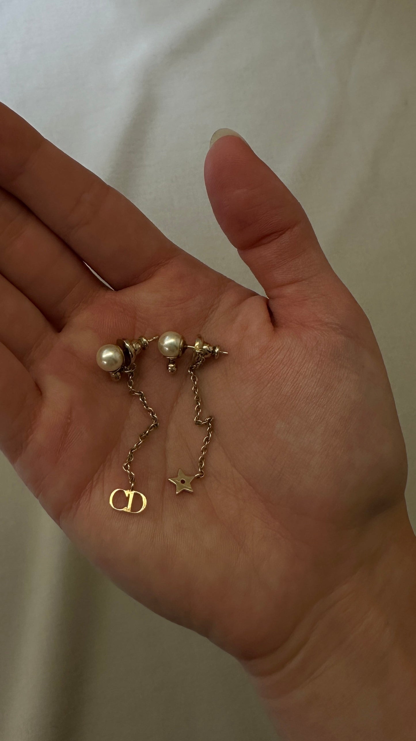 Dior Pearl Tribal CD Earrings Champagne Jewelry