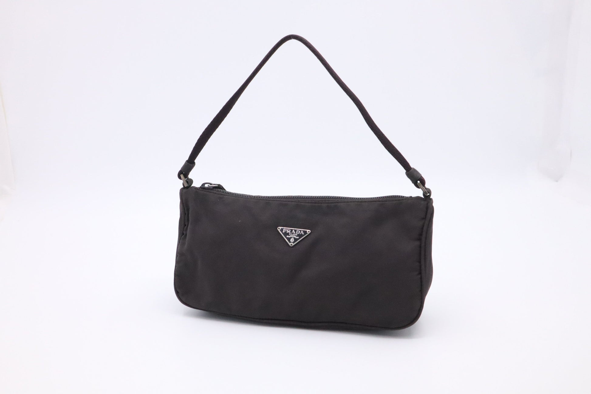 Prada Handbag In Nylon Brown Travel Bag