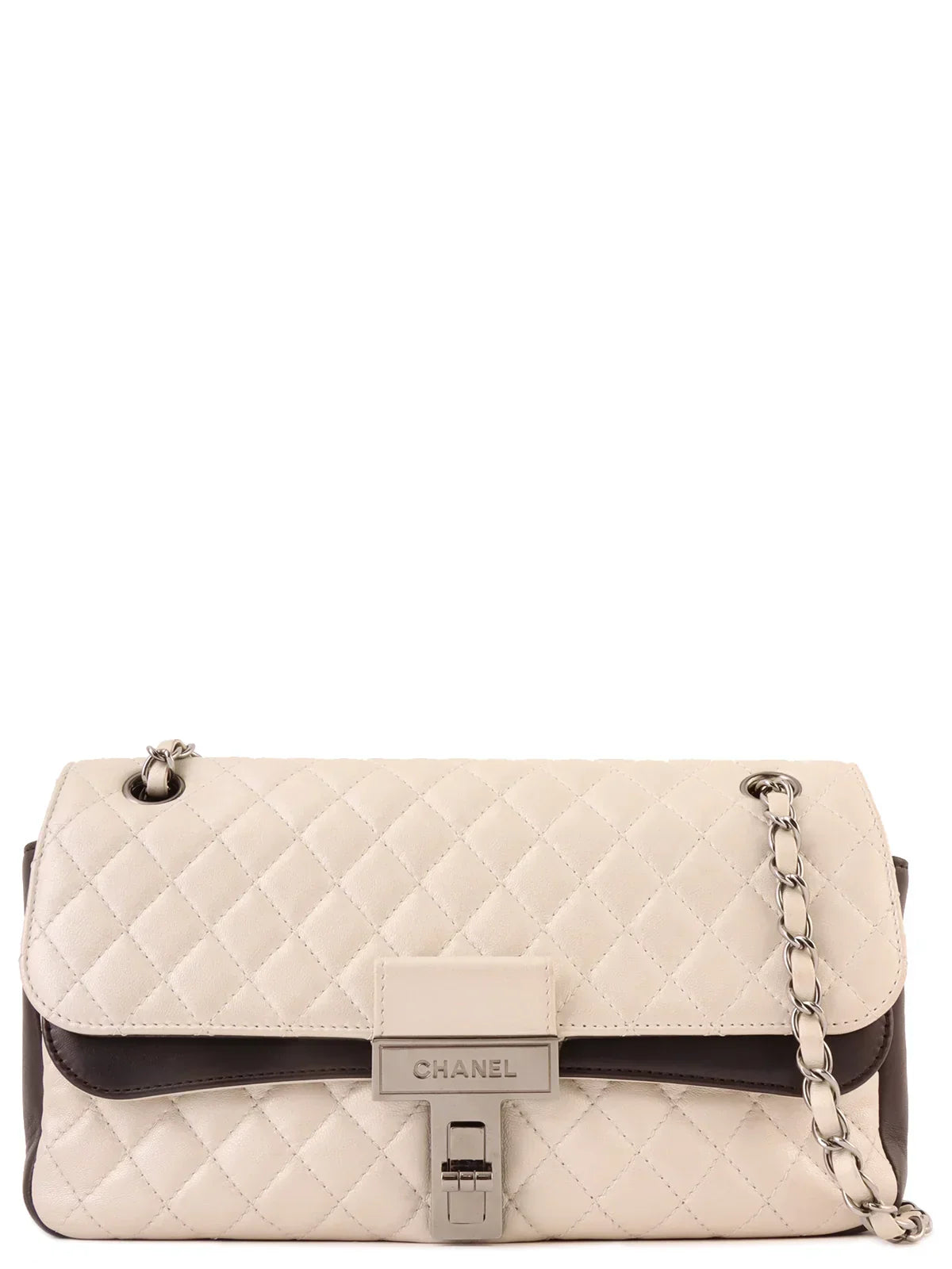 Chanel Around  Made Bicolor . Chain Shoulder Bag Pearl White/Black