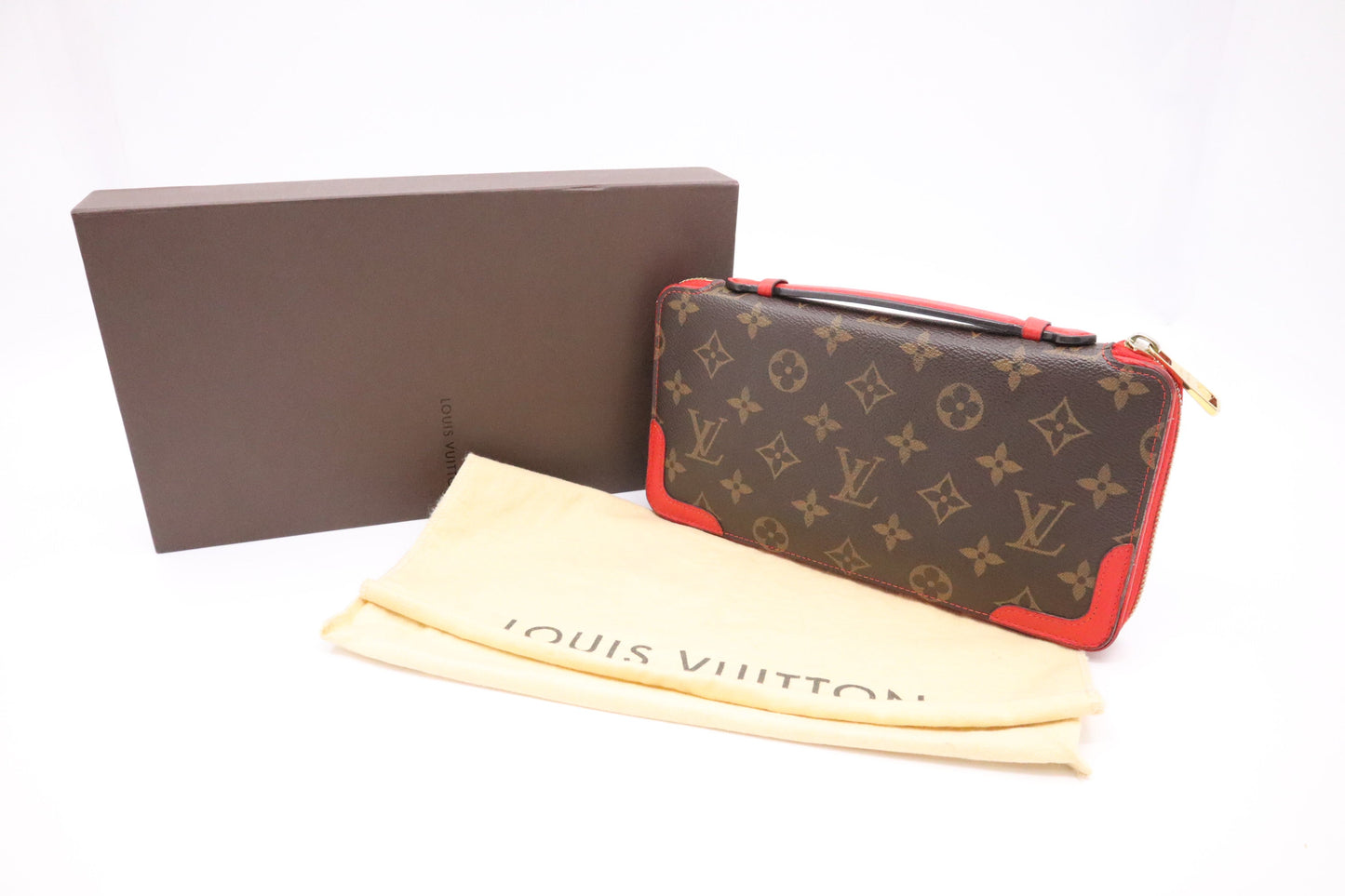 Louis Vuitton Retiro Daily Organizer Monogram Red Canvas Leather Handbag