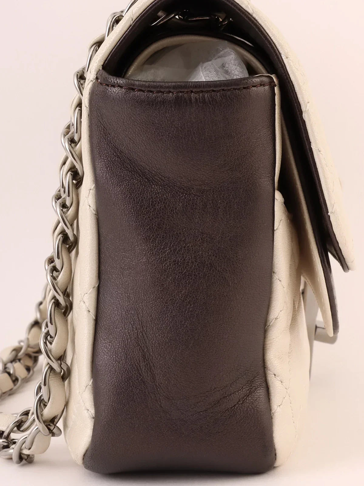 Chanel Around  Made Bicolor . Chain Shoulder Bag Pearl White/Black