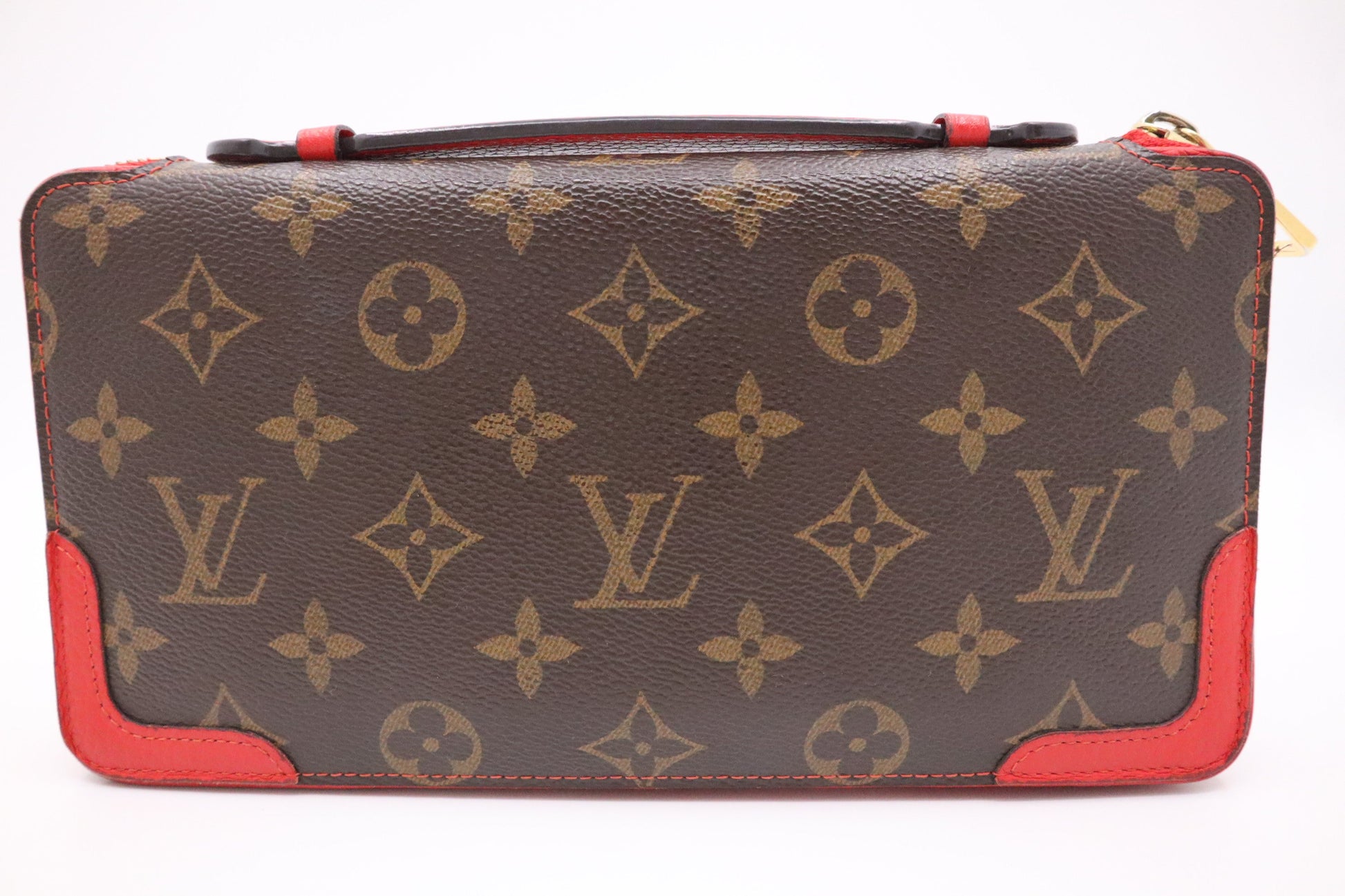 Louis Vuitton Retiro Daily Organizer Monogram Red Canvas Leather Handbag