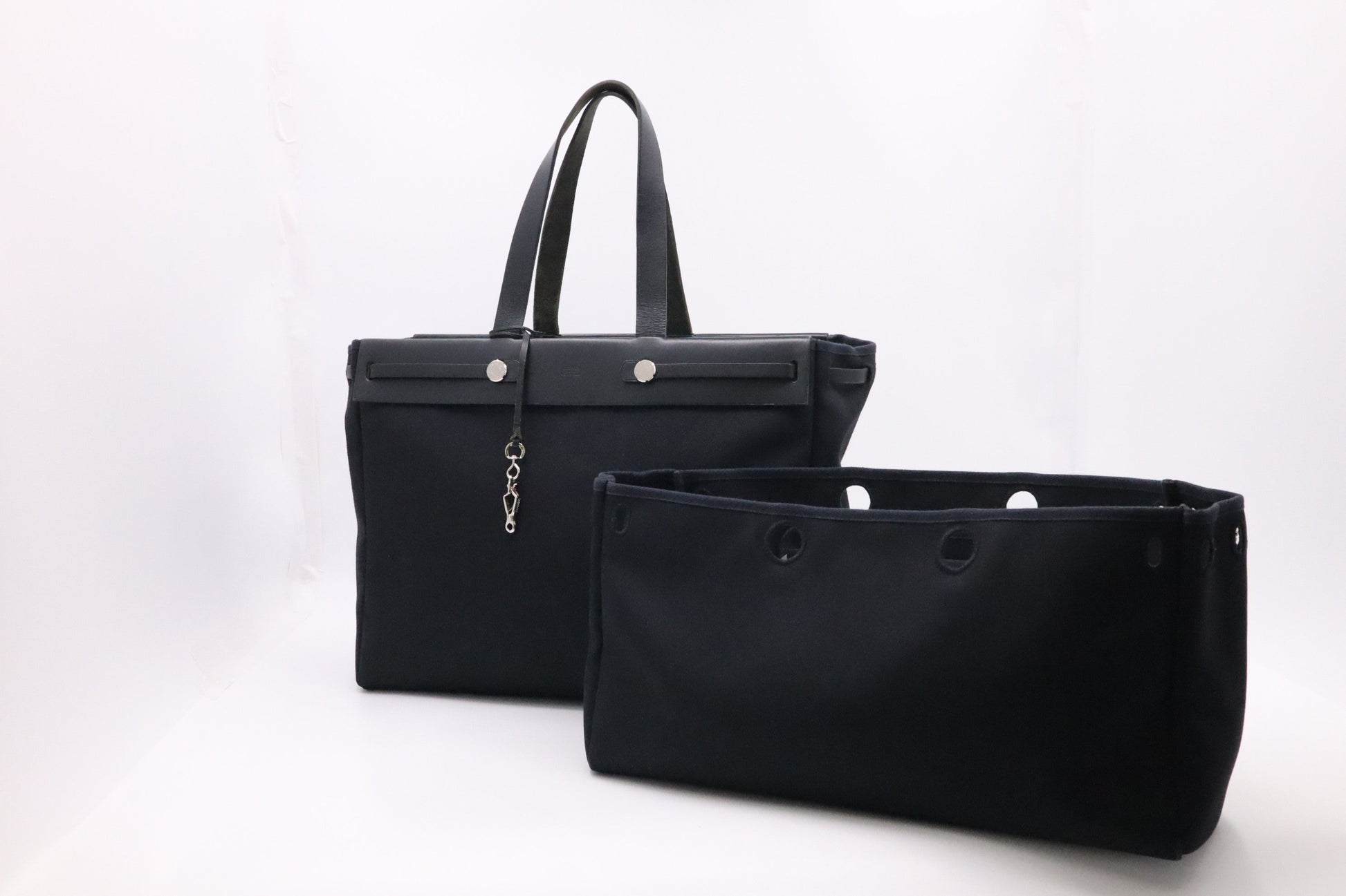 Hermes Herbag Cabas In Canvas Black Travel Bag
