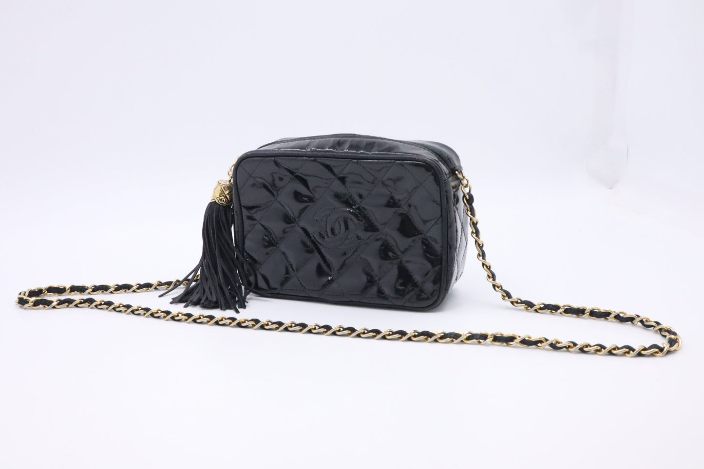 Chanel Camera Patent Black Small Leather Crossbody Bag