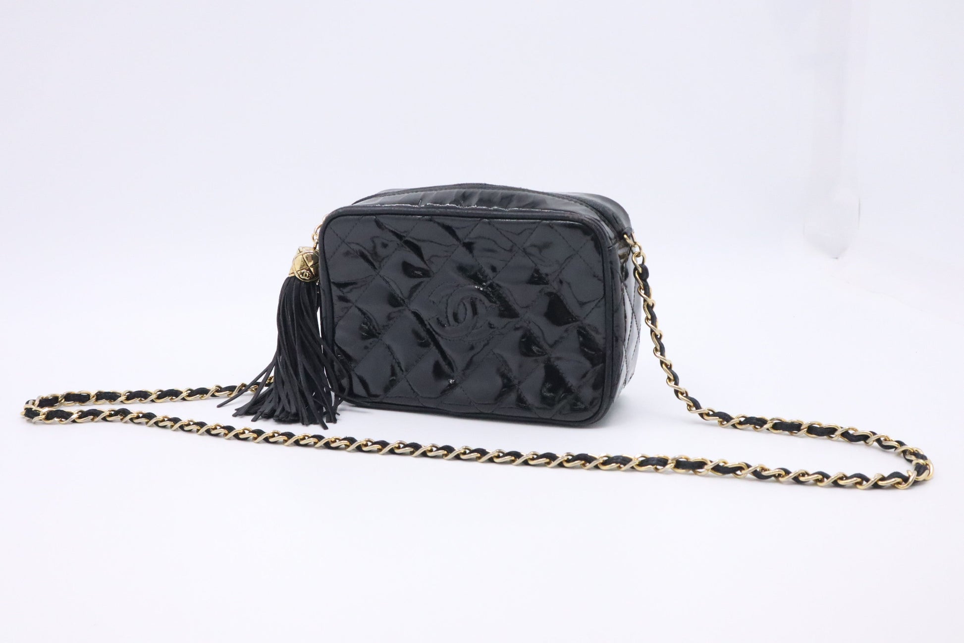 Chanel Camera Patent Black Small Leather Crossbody Bag