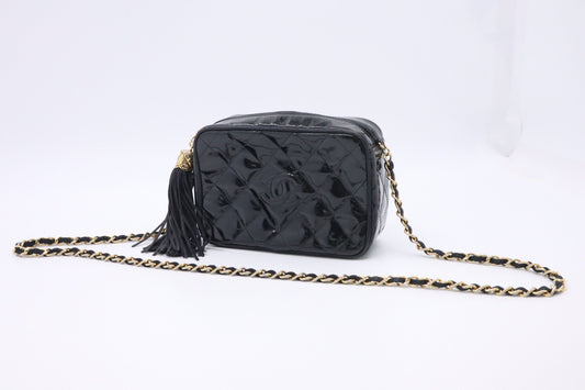 Chanel Camera Patent Black Small Leather Crossbody Bag