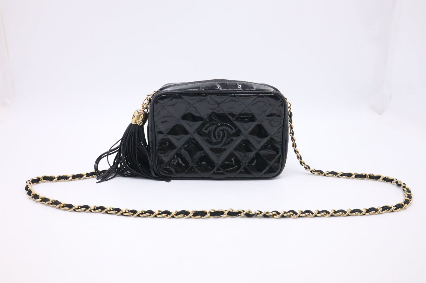 Chanel Camera Patent Black Small Leather Crossbody Bag