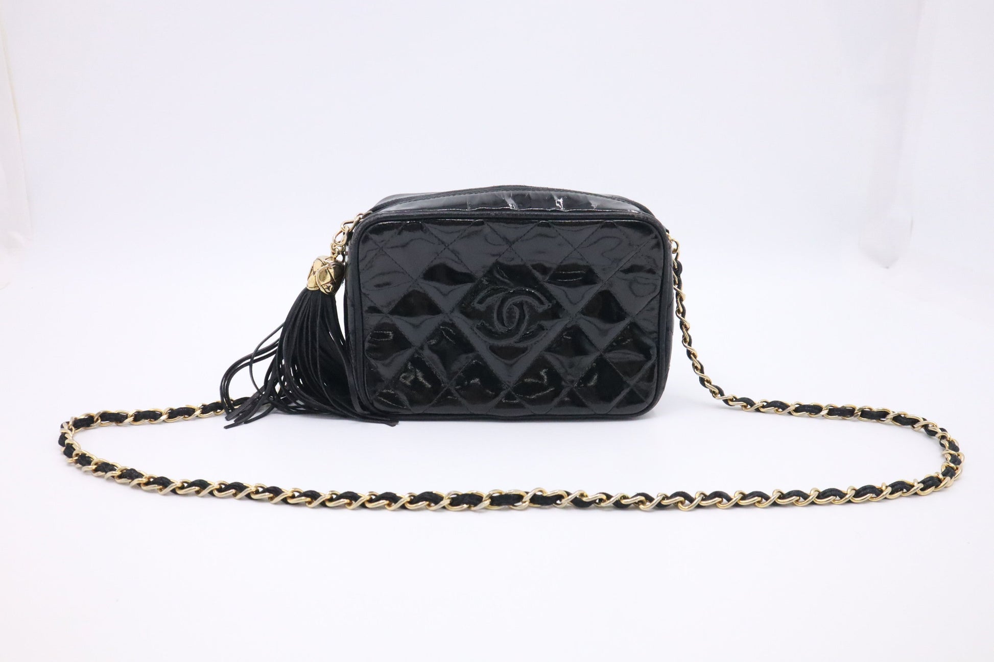 Chanel Camera Patent Black Small Leather Crossbody Bag