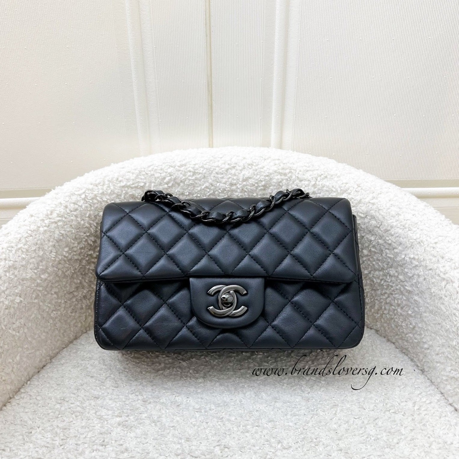 Chanel So Black Classic Mini Rectangle Flap In Black Lambskin And Black Hw (model: A69900) Bag