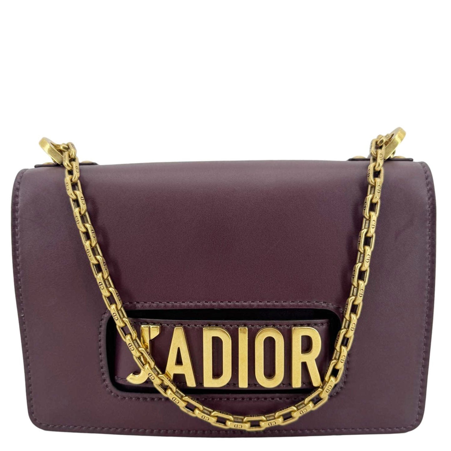 Dior J'A Flap Shoulder Bag Burgundy Leather Medium