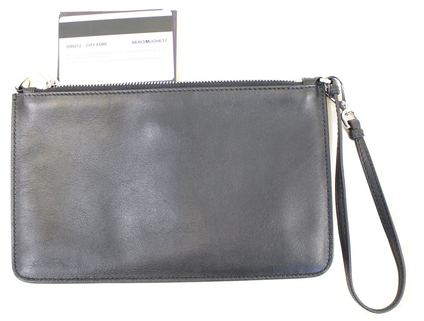 Prada Pl Ue Wristlet Clutch Bag Leather Black