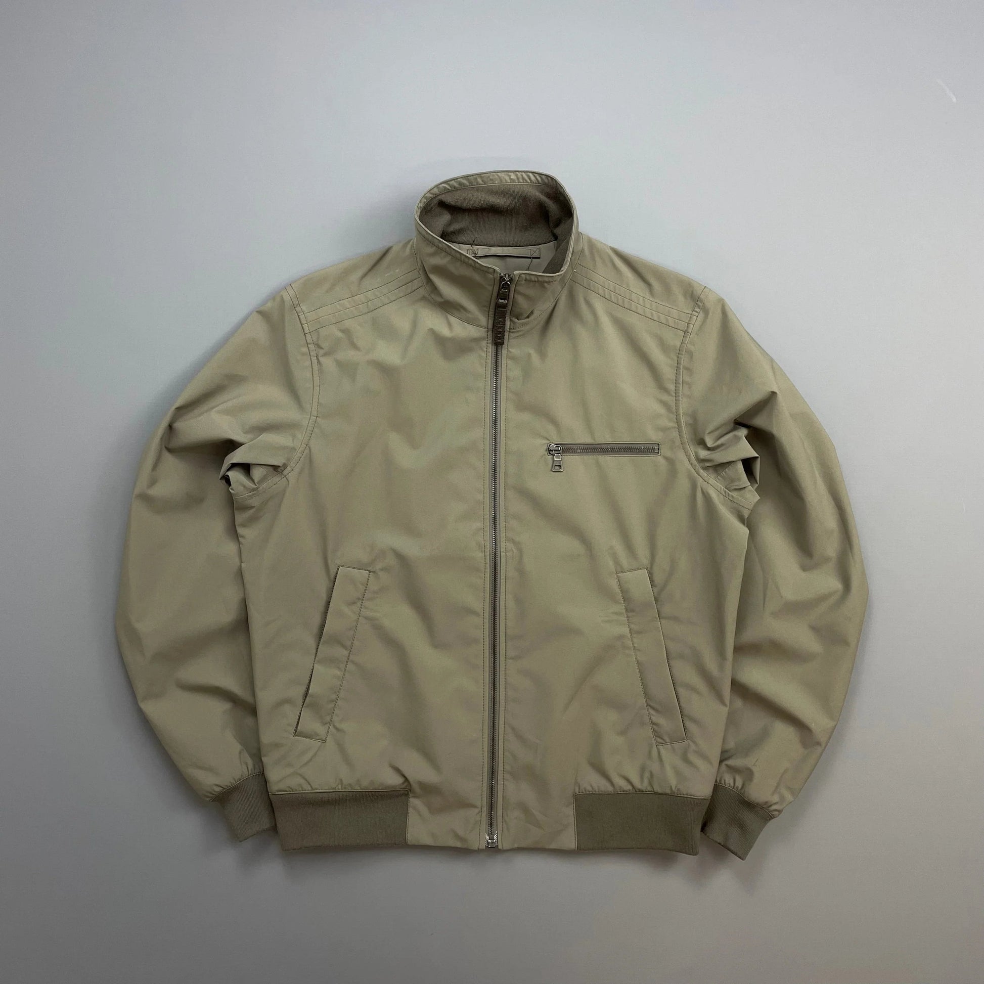 Prada Handbag Sport Grey Goretex -Trimmed Harrington Jacket Nylon Brown Gray