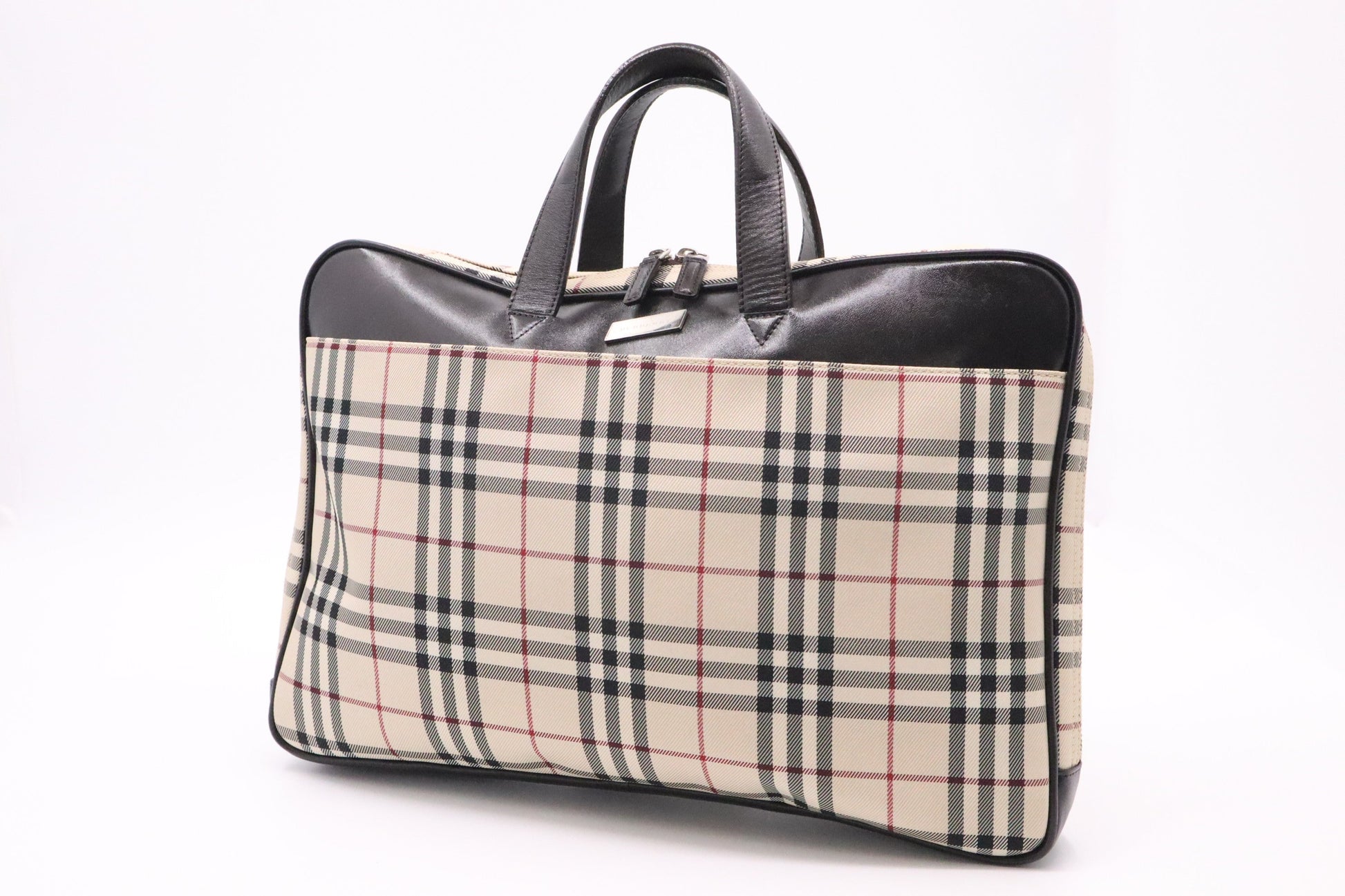 Burberry Business Bag In Check Canvas Beige Travel Bag