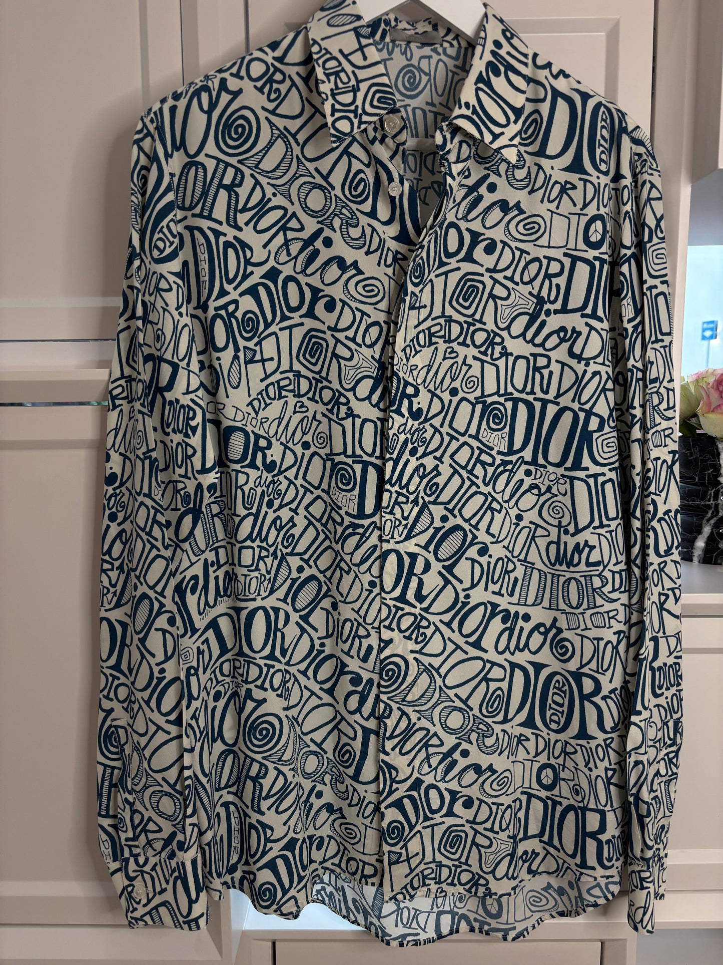 Dior Handbag Print Long Sleeve Shirt Men's White Logo