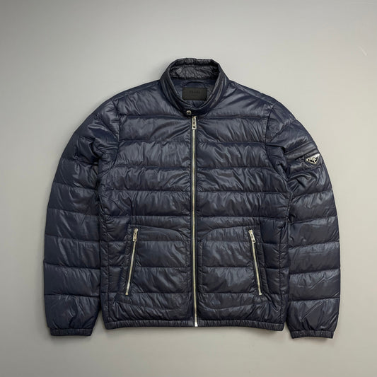 Prada Handbag Mainline Dark Plue Lightweight Biker Puffer Jacket Blue