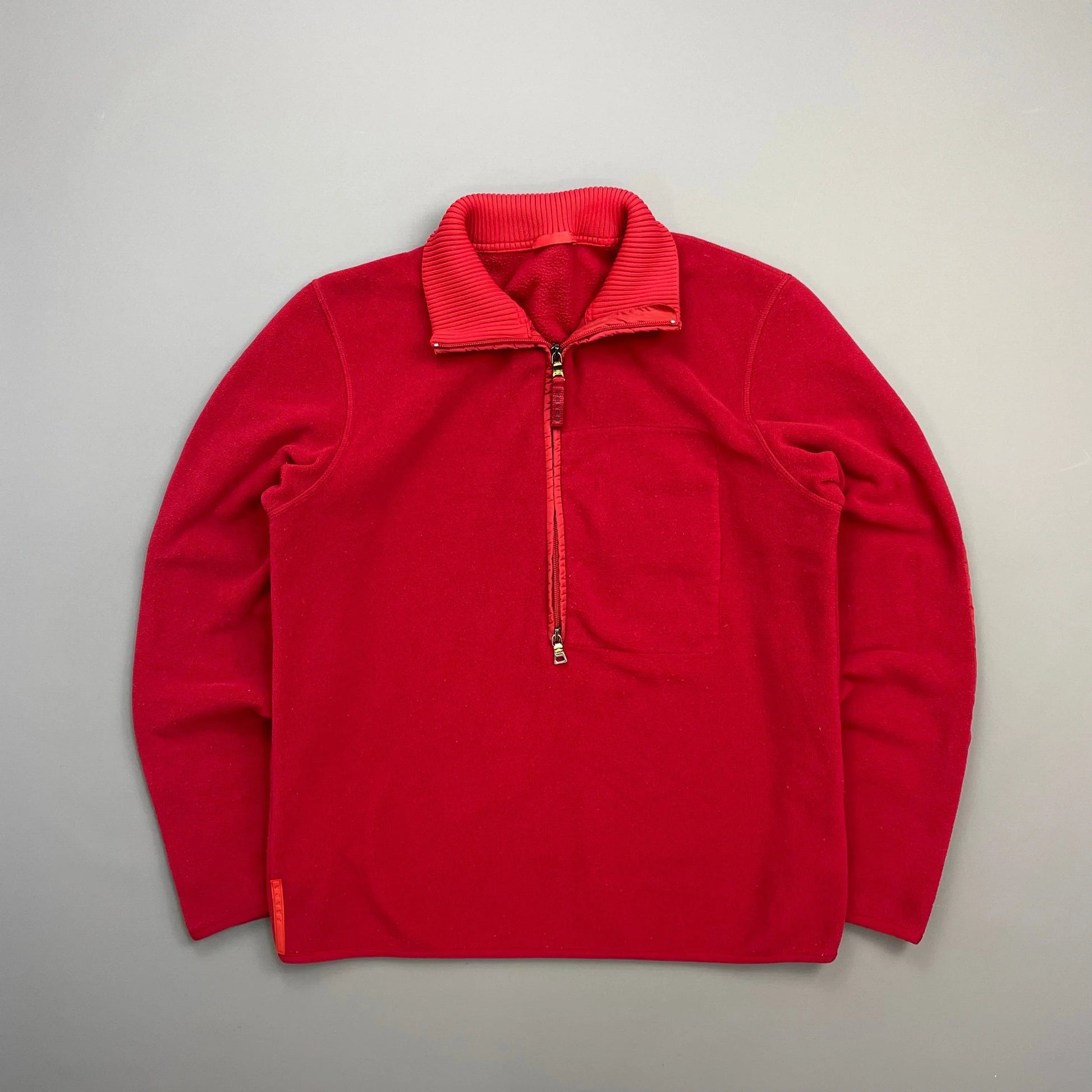 Prada Handbag Sport Elbow Dual- Lightweight Fleece Jumper Nylon Red Zip