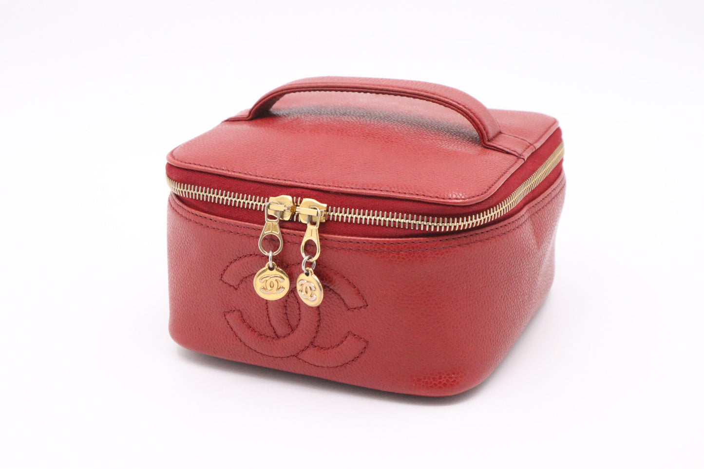 Chanel Vanity Caviar Red Leather Handbag