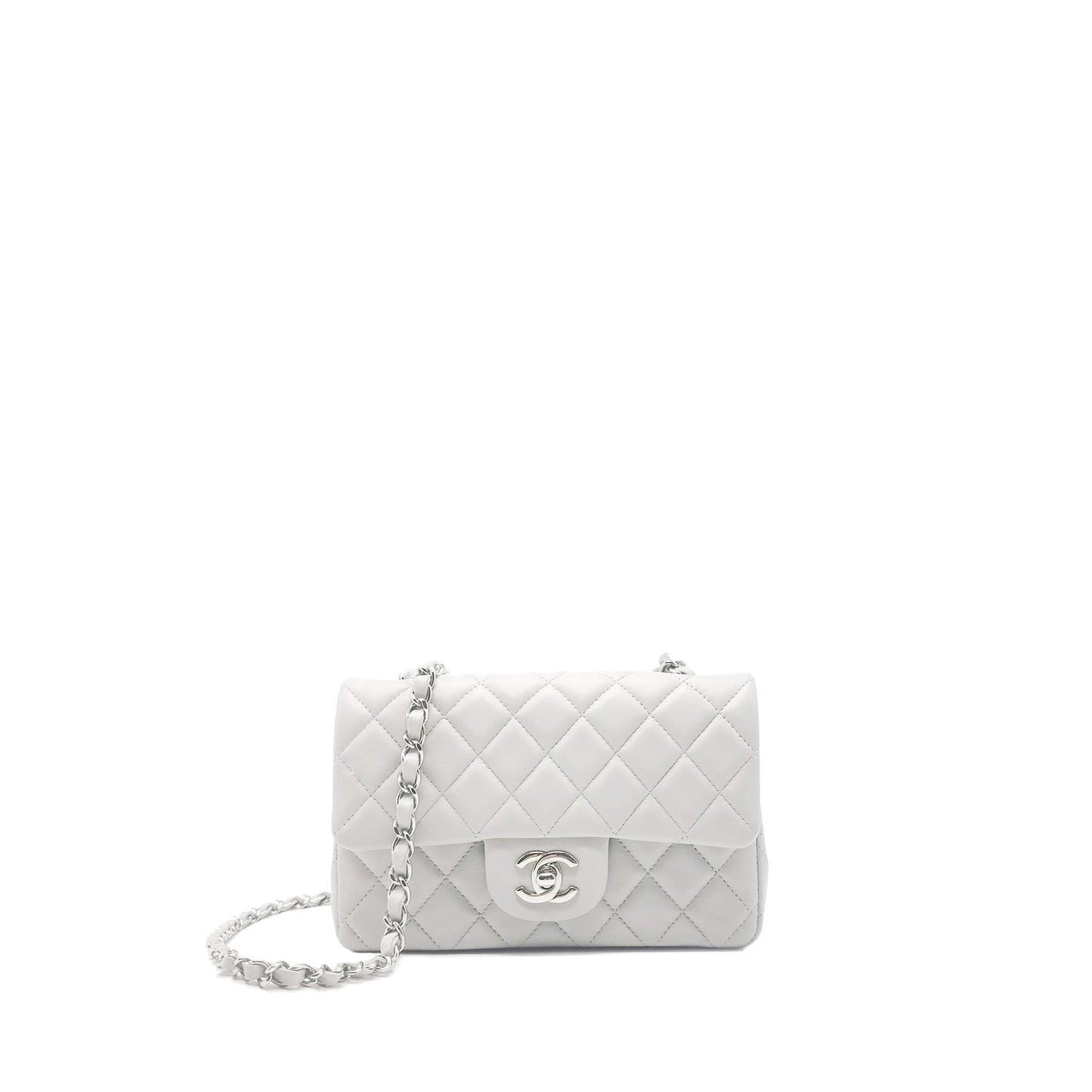Chanel Rectangular Flap Lambskin Light SHW Grey Shoulder Bag