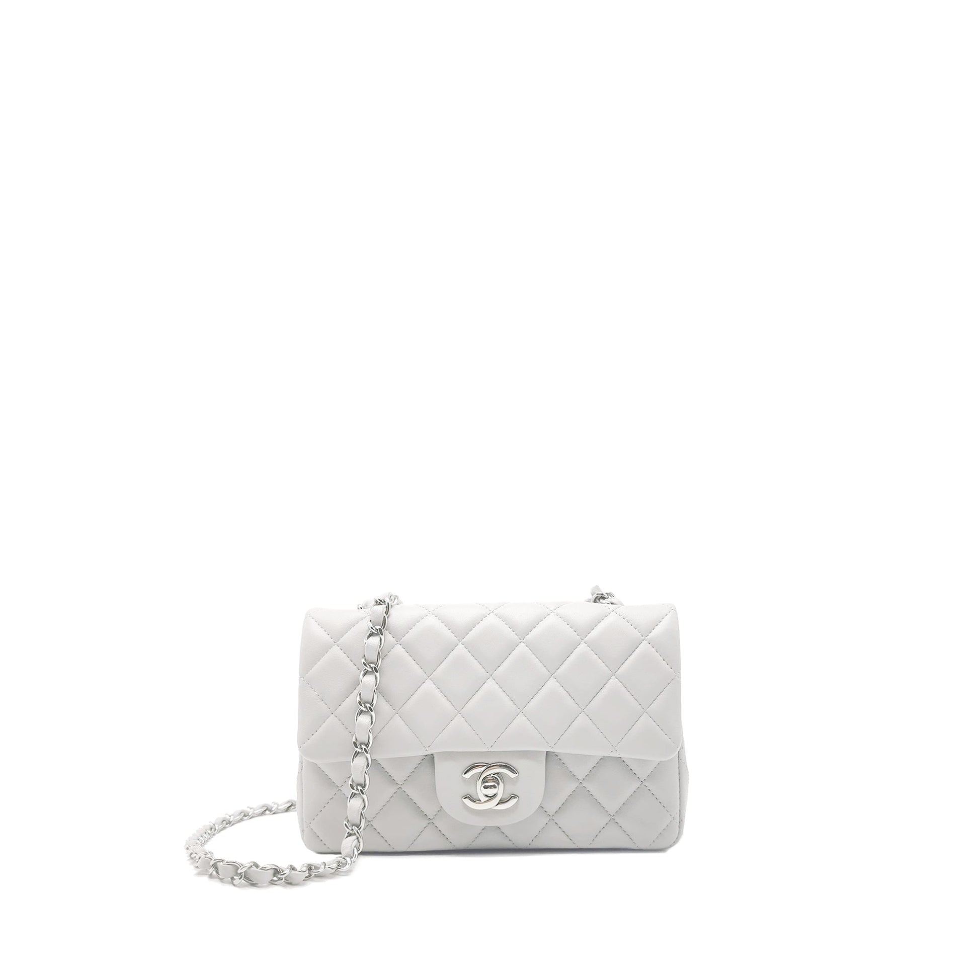 Chanel Rectangular Flap Lambskin Light SHW Grey Shoulder Bag