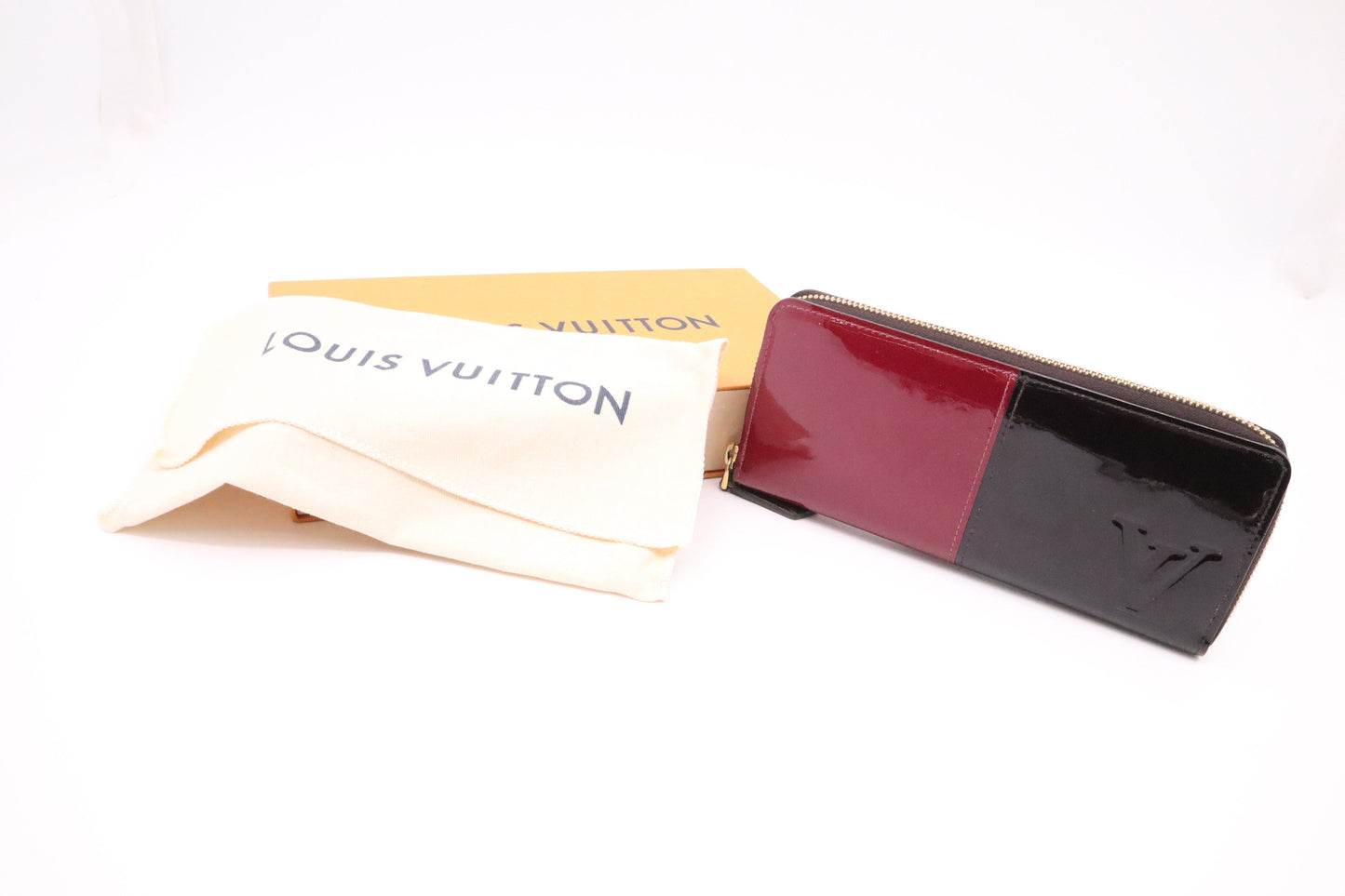 Louis Vuitton Clemence Purple Vernis Leather Black Red Wallet Case