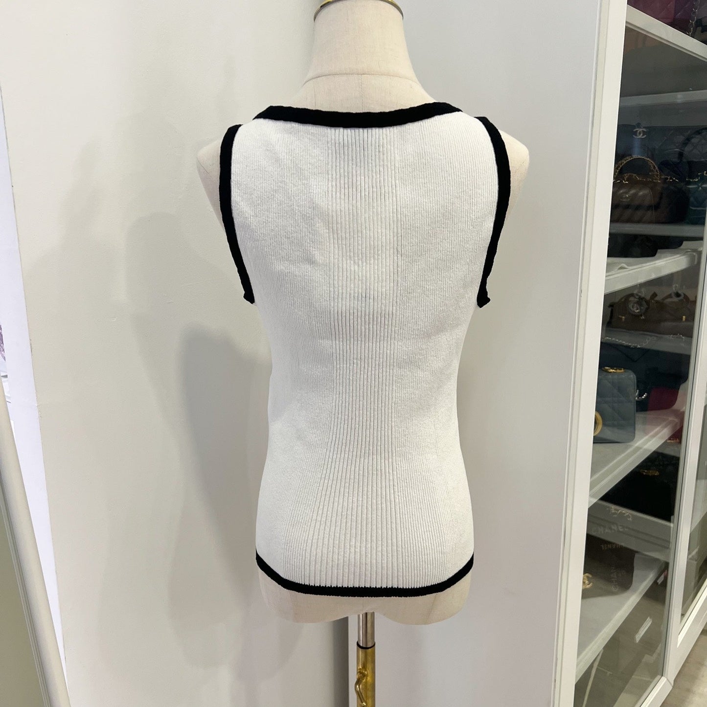 Chanel 25S Tank Top in Black and White Cotton and Polyamide ( ) Handbag