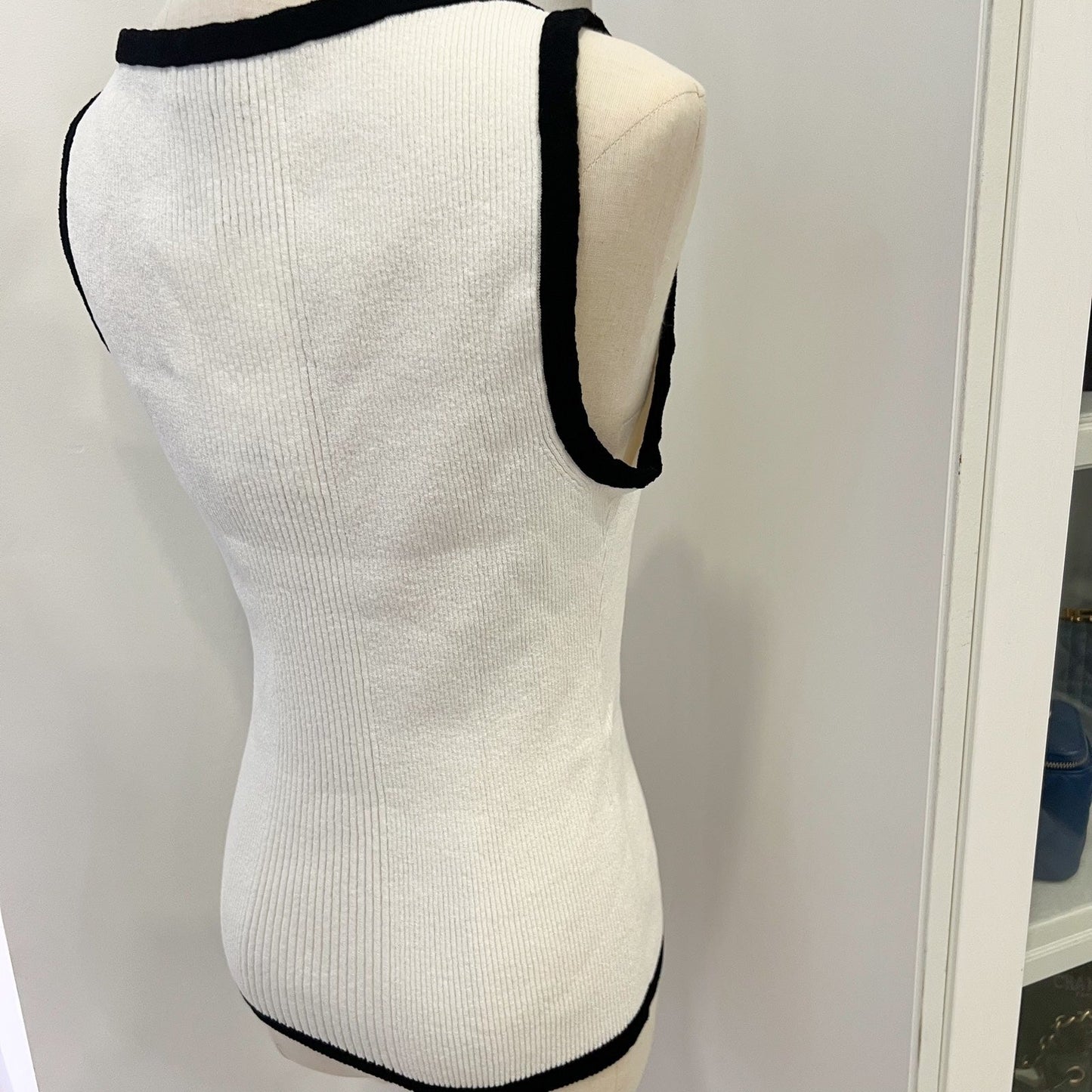 Chanel 25S Tank Top In Black And White Cotton And Polyamide ( ) Bag