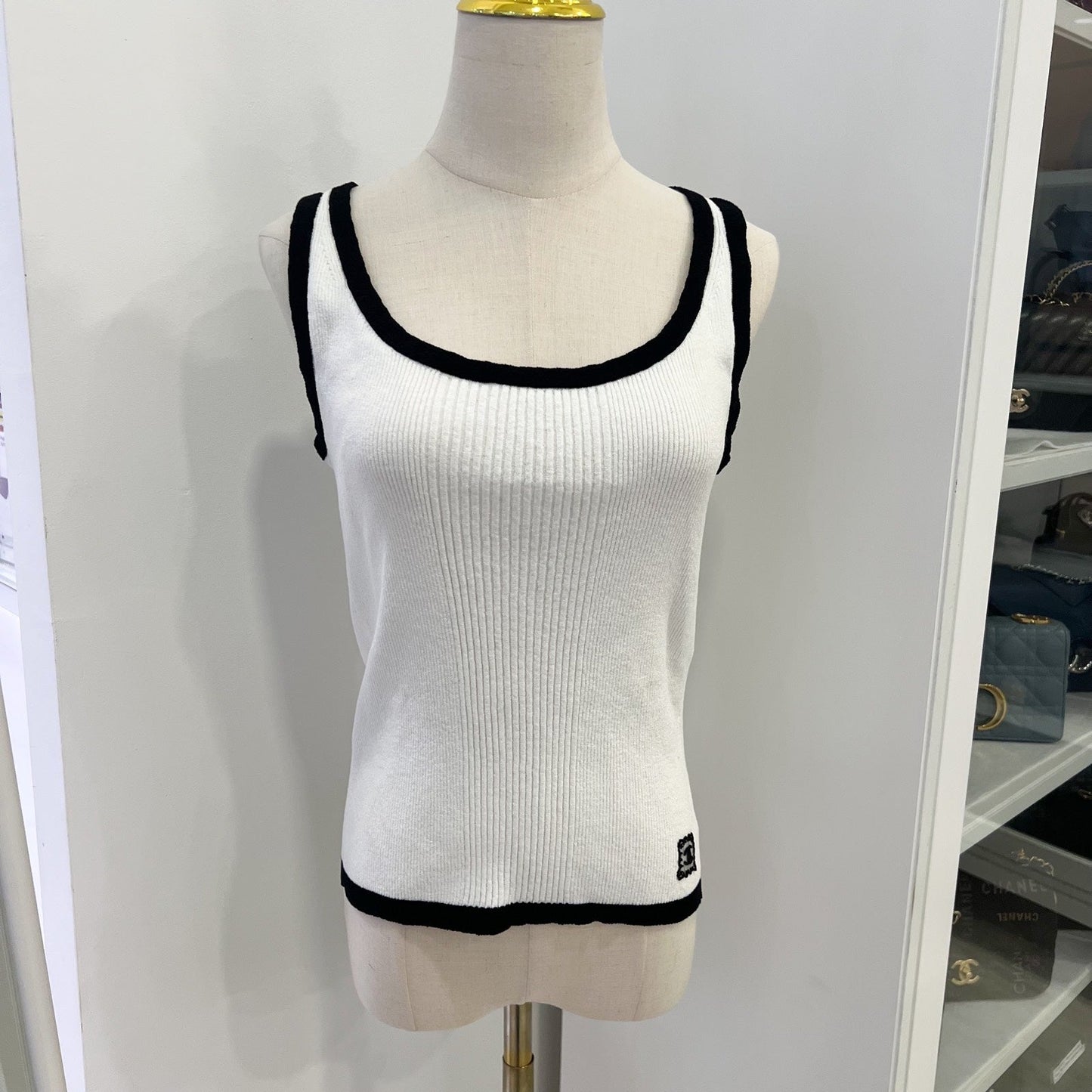 Chanel 25S Tank Top in Black and White Cotton and Polyamide ( ) Handbag