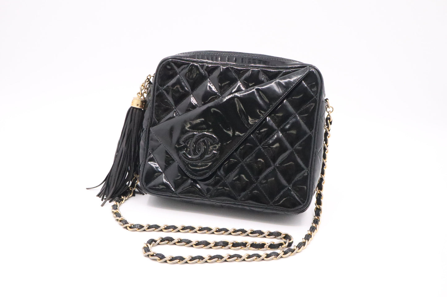 Chanel Patent Black Leather Shoulder Bag 3