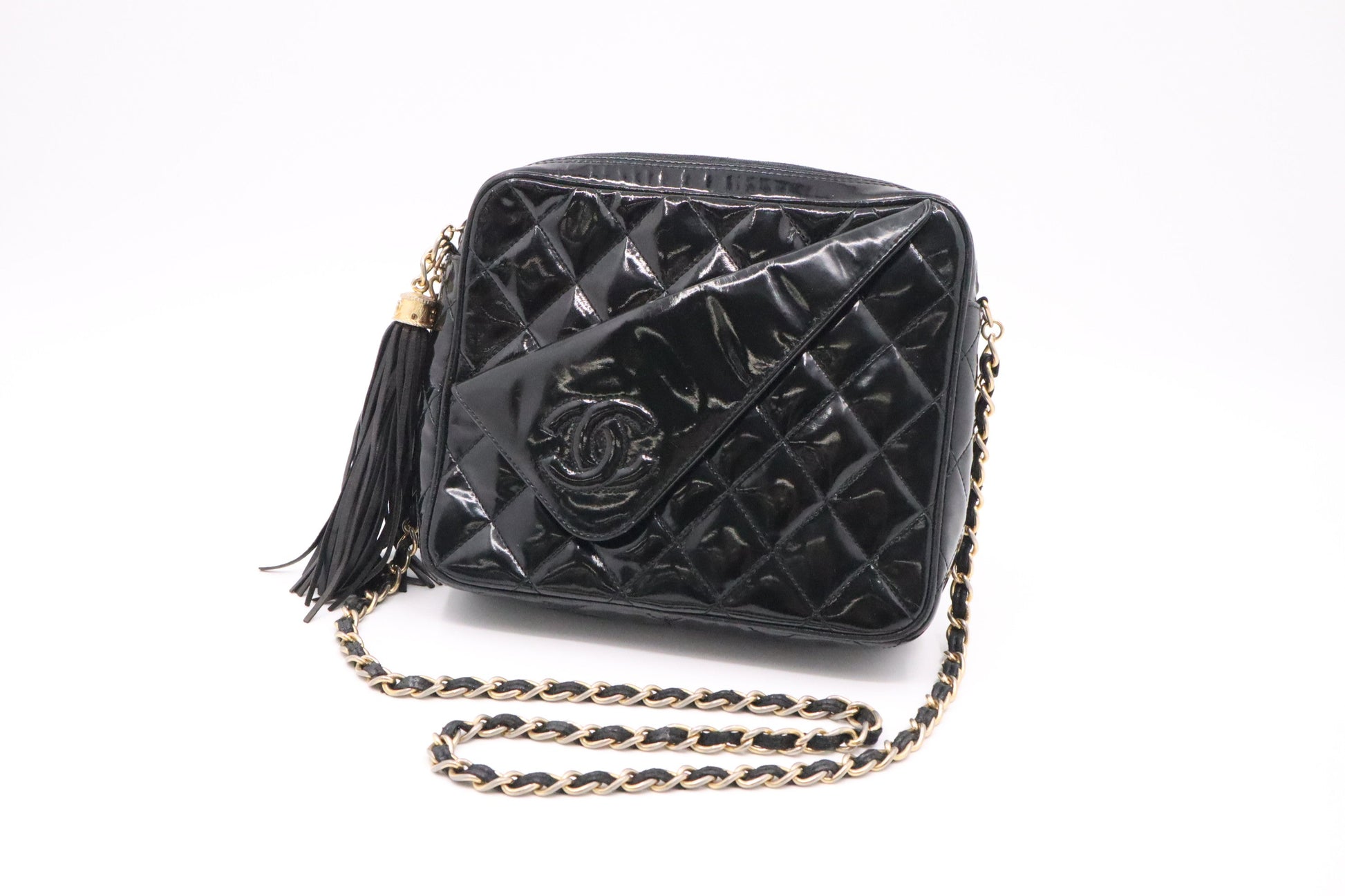 Chanel Patent Black Leather Shoulder Bag 3
