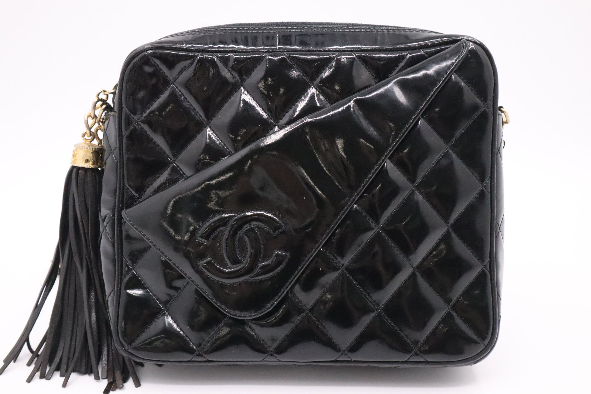 Chanel Patent Black Leather Shoulder Bag 3