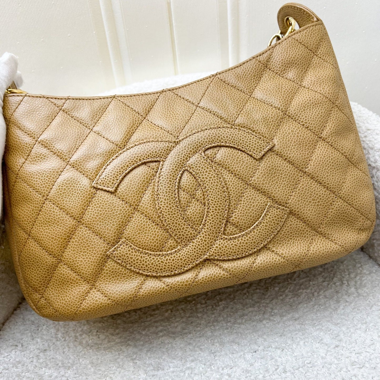 Chanel   Half Moon Timeless Hobo in Dark Beige Caviar and GHW