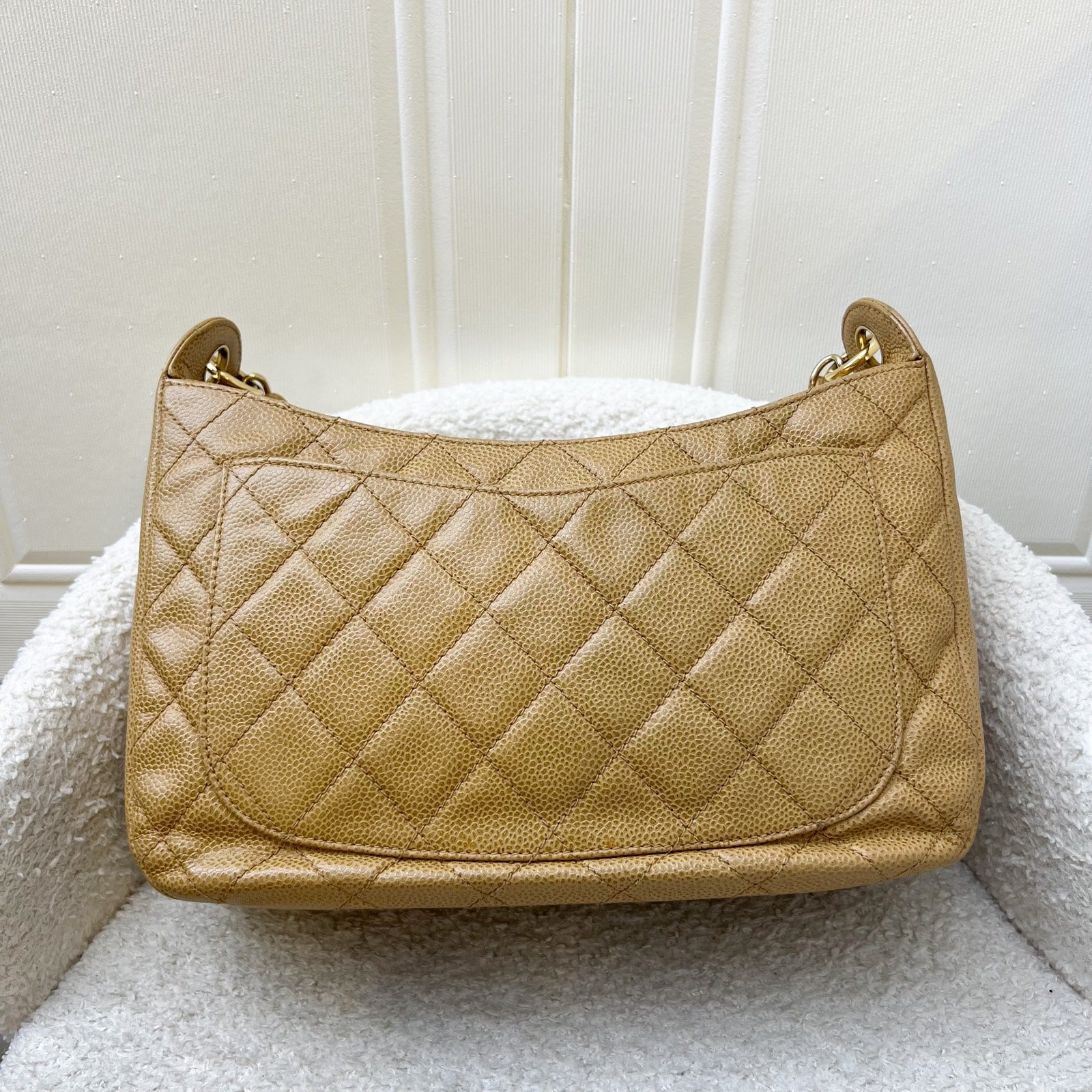 Chanel Half Moon Timeless Hobo in Dark Beige Caviar and Ghw