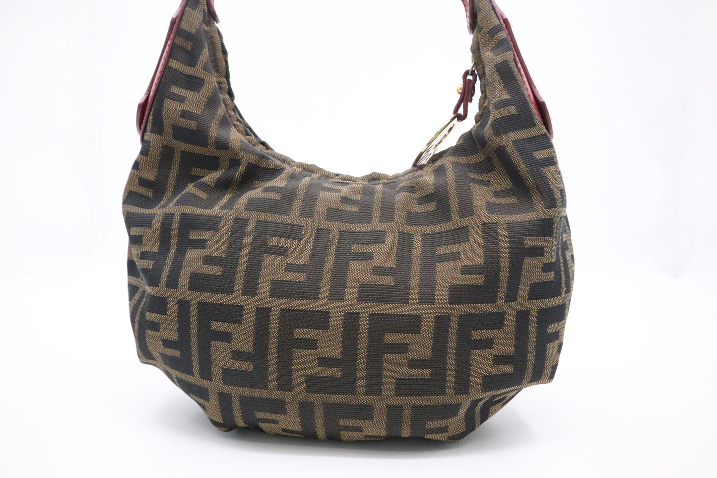 Fendi Shoulder Bag In Zucca And Leather Canvas Red