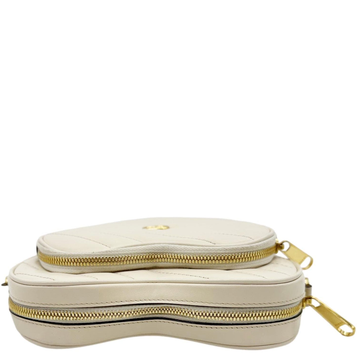 GUCCI Heart Mini Interlocking G Diagonal Matelasse Leather Shoulder Bag Off White 751628