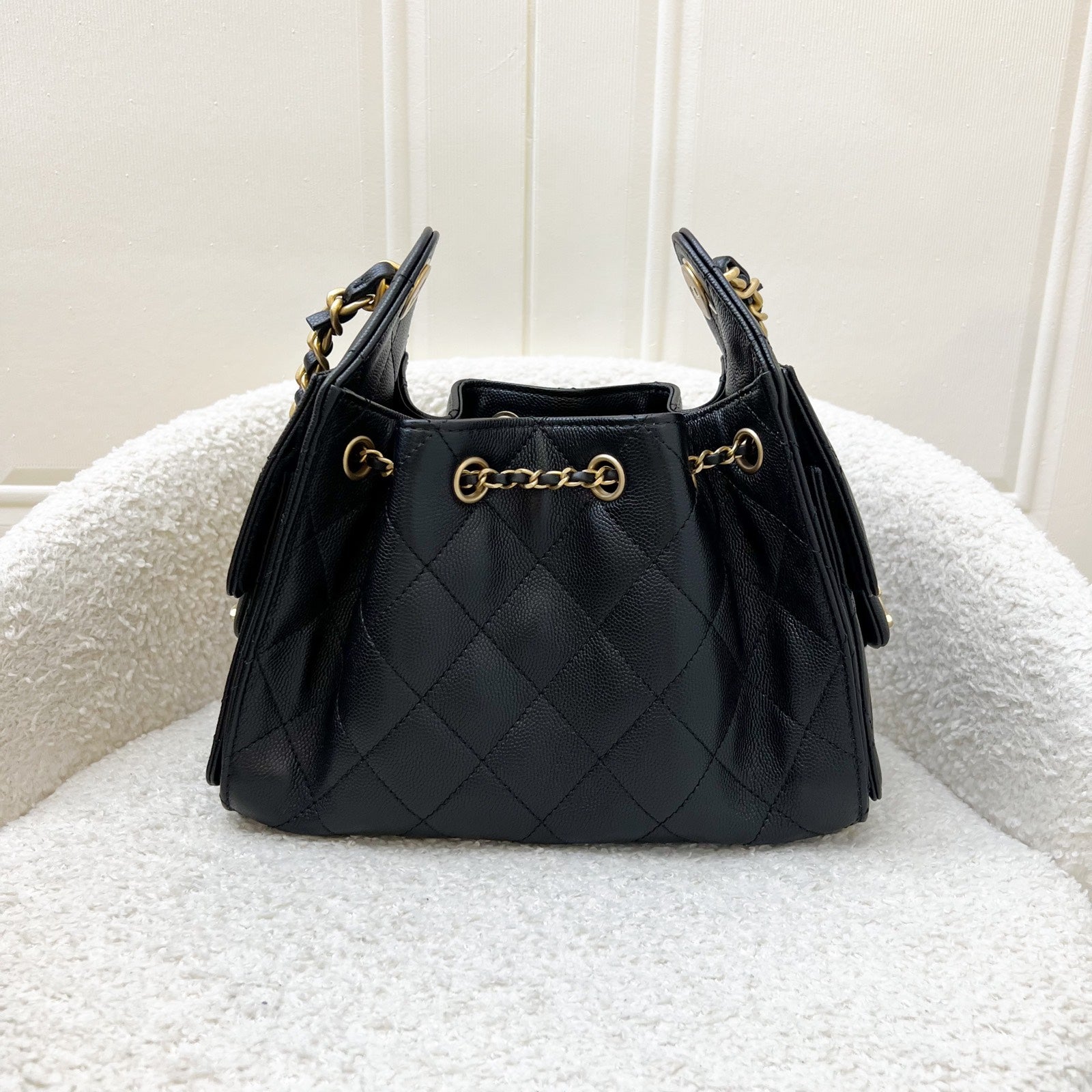 Chanel 25 Mini Hobo Bag in Black Caviar and Aghw ( )