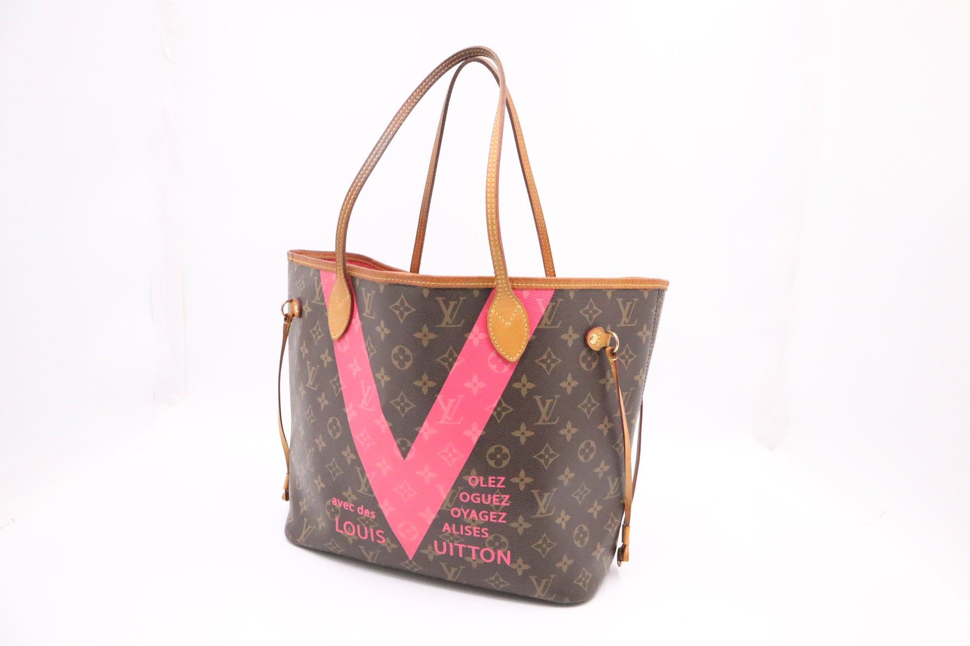 Louis Vuitton Volez Voguez Valises Neverfull Monogram Pink MM Canvas Tote Bag