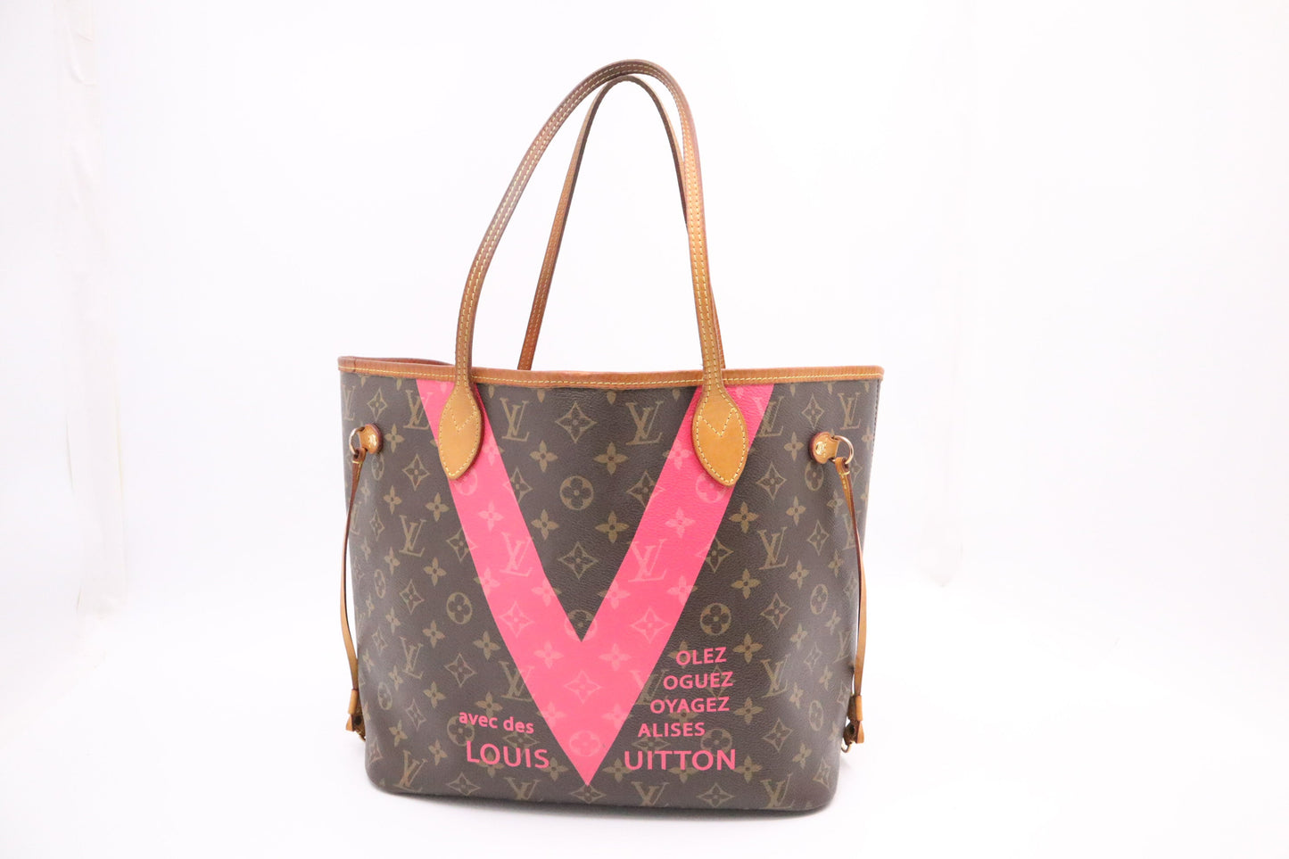 Louis Vuitton Volez Voguez Valises Neverfull Monogram Pink MM Canvas Tote Bag