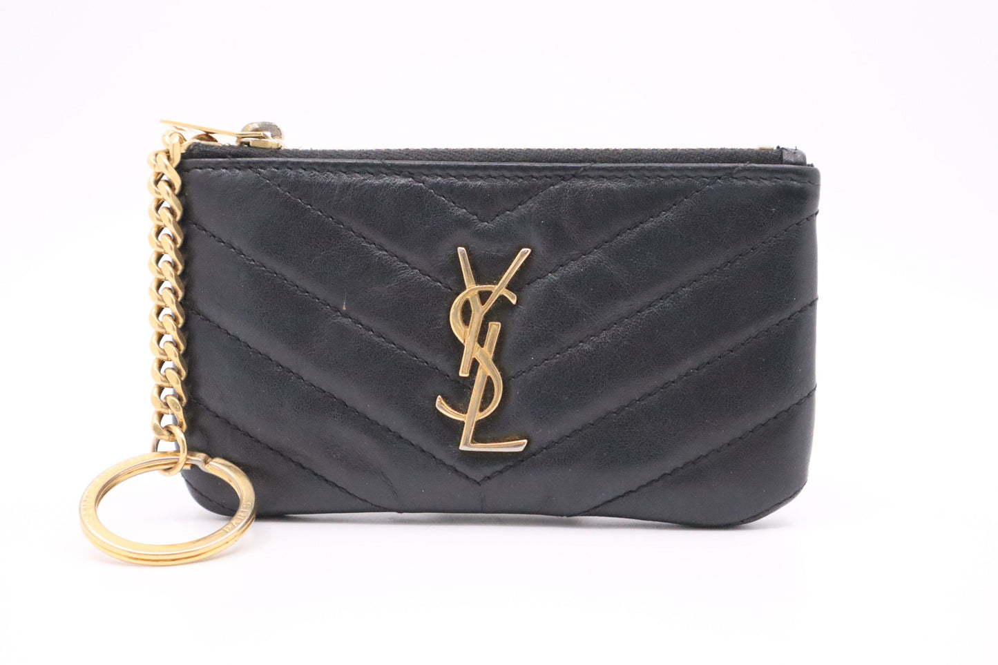 YSL Saint Laurent Key Case In Dark Travel Bag Leather Blue