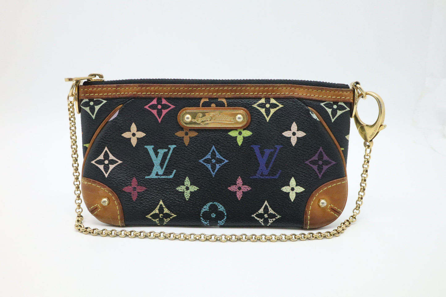 Louis Vuitton Pochette Milla MM Monogram Canvas Black Multicolor Clutch Bag