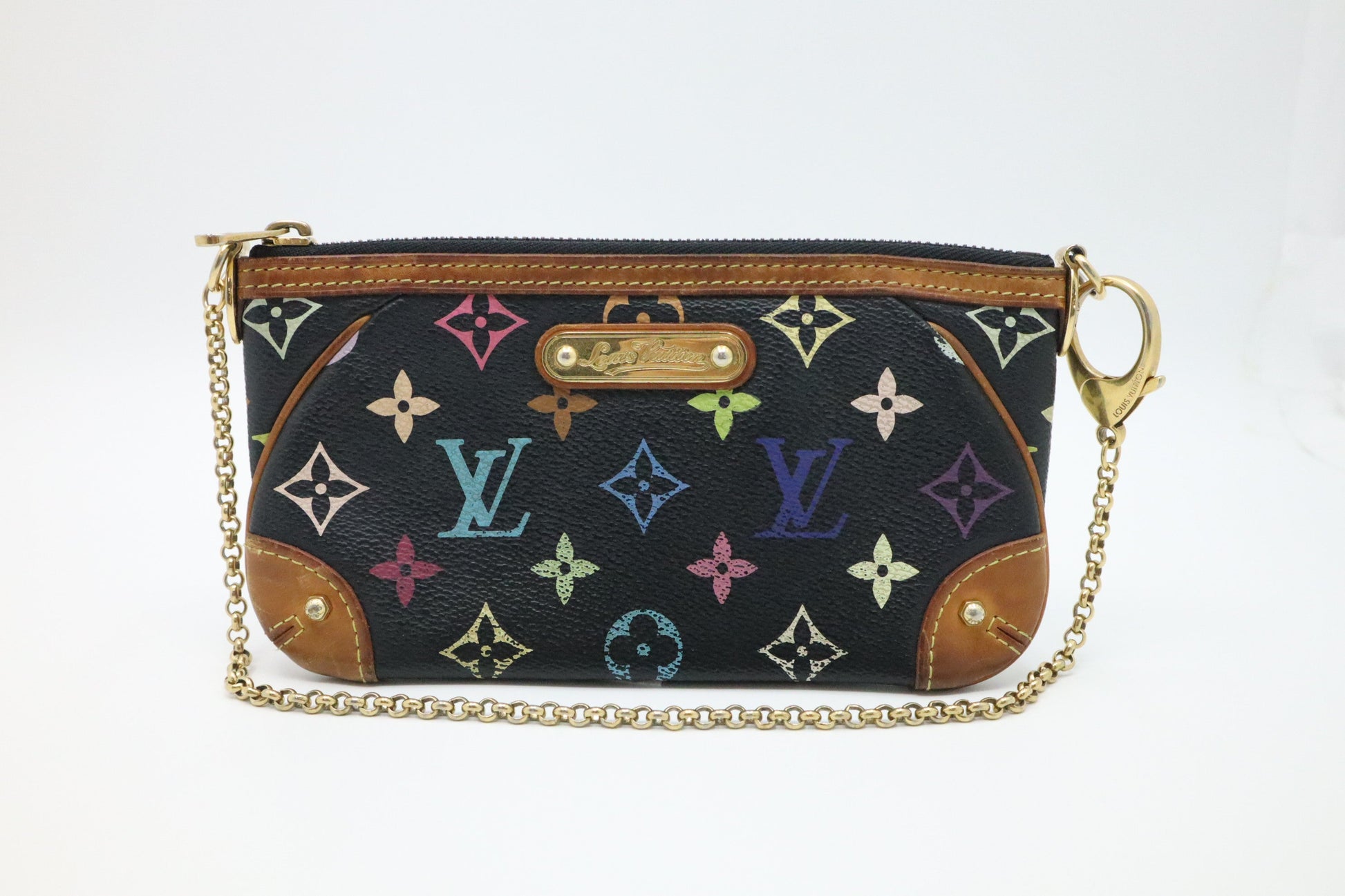 Louis Vuitton Pochette Milla MM Monogram Canvas Black Multicolor Clutch Bag