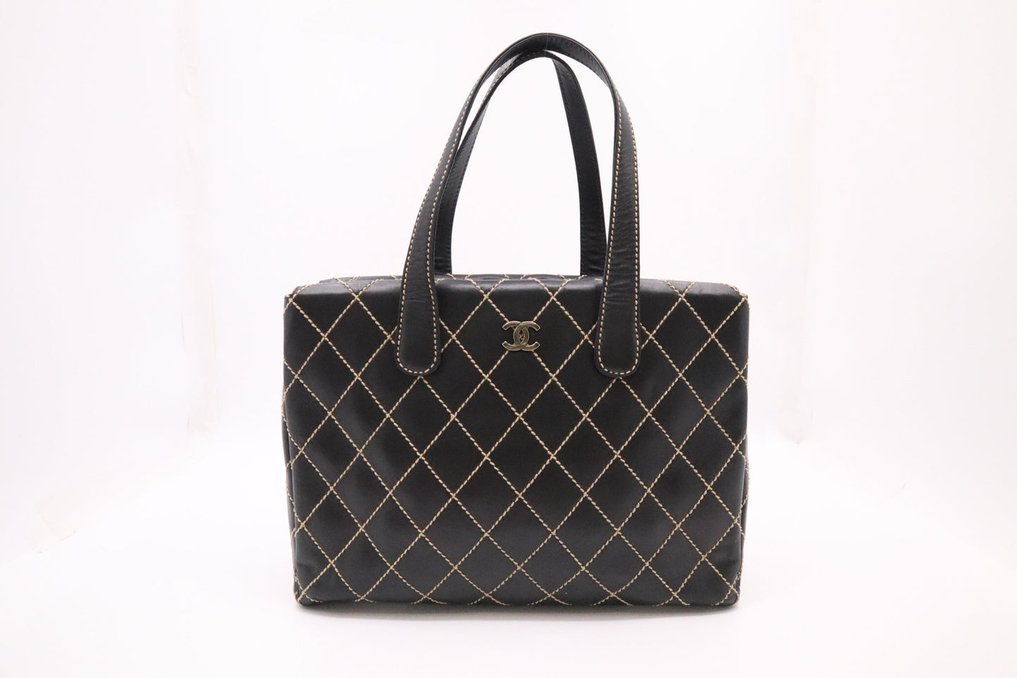 Chanel Surpique Black Leather Tote Bag