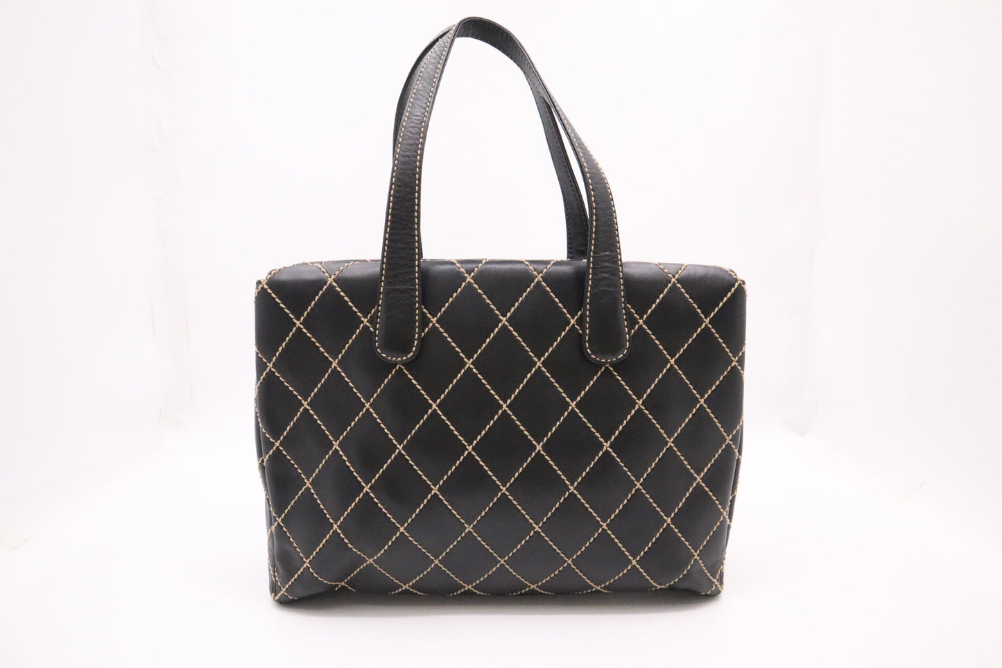 Chanel Surpique Black Leather Tote Bag